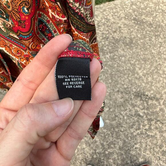 Premise Studio Paisley Blouse - Multicolor Boho Top - M - Picture 9 of 10